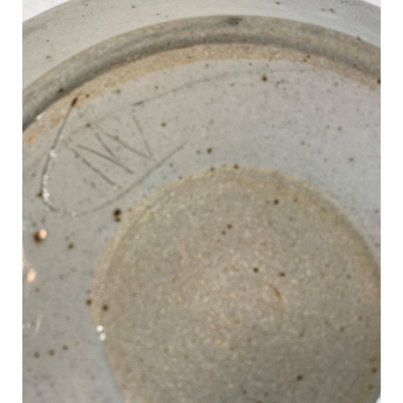 Hand Thrown Stoneware Pottery Glazed Bowl Signed by Artist Floral 11"W Handmade - Picture 8 of 13